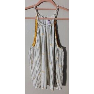 Alya Halter Tank Top Size L Striped Embroidered Bohemian Festival